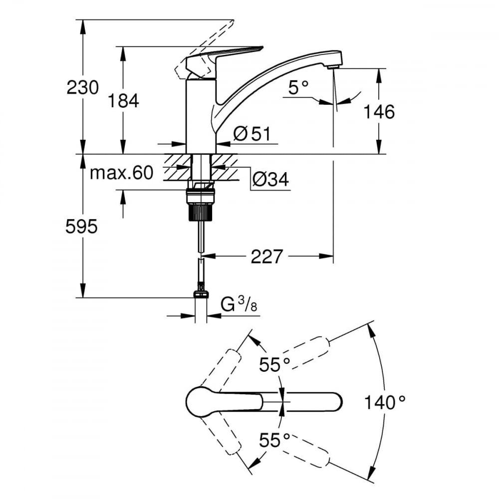 Grohe Start baterie bucătărie pe picior negru 305302432 [2]