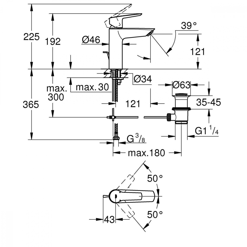 Grohe Start baterie lavoar stativ negru 234552432 [2]