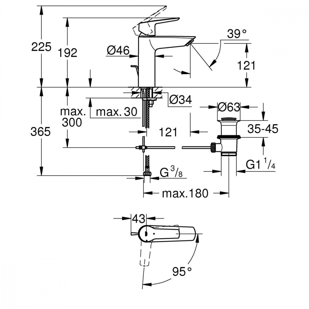 Grohe Start baterie lavoar stativ negru 235522432 [2]