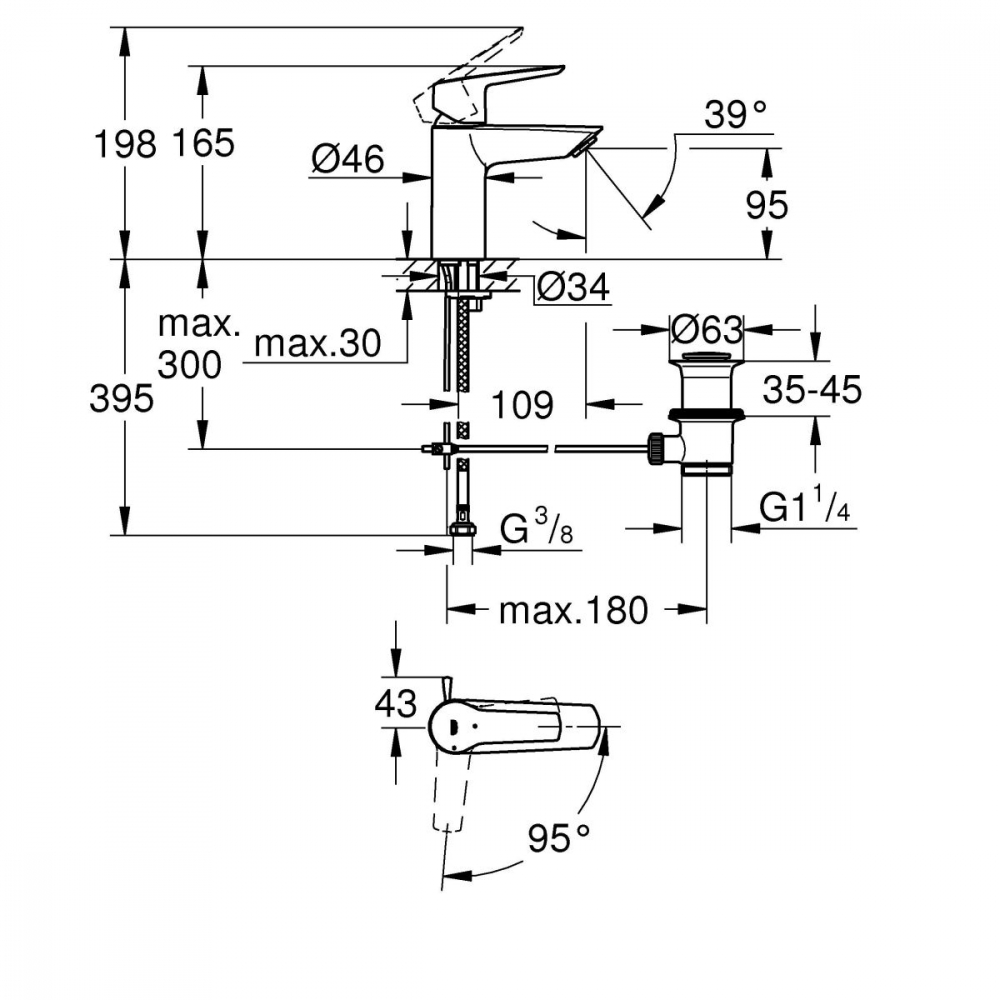 Grohe Start baterie lavoar stativ negru 311372432 [2]