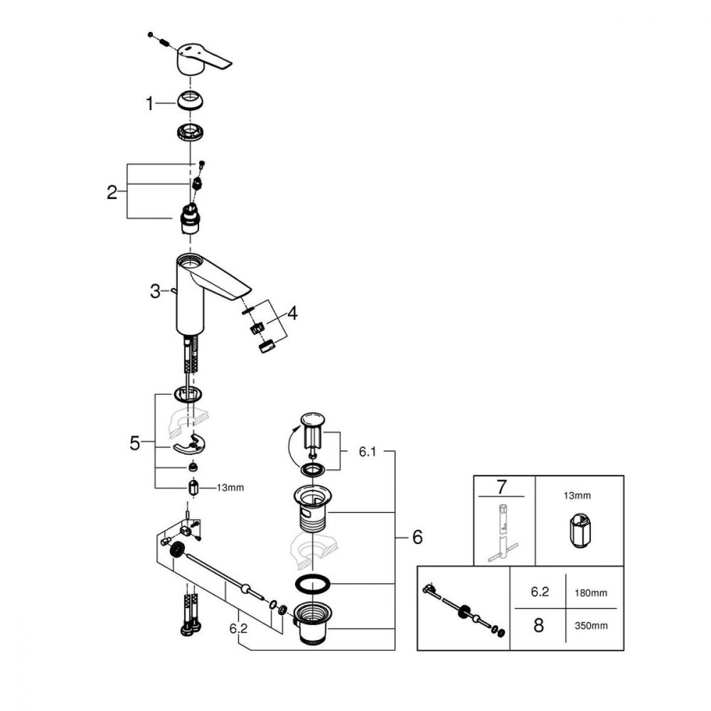 Grohe Start baterie lavoar stativ StarLight Chrome 23552002 [13]