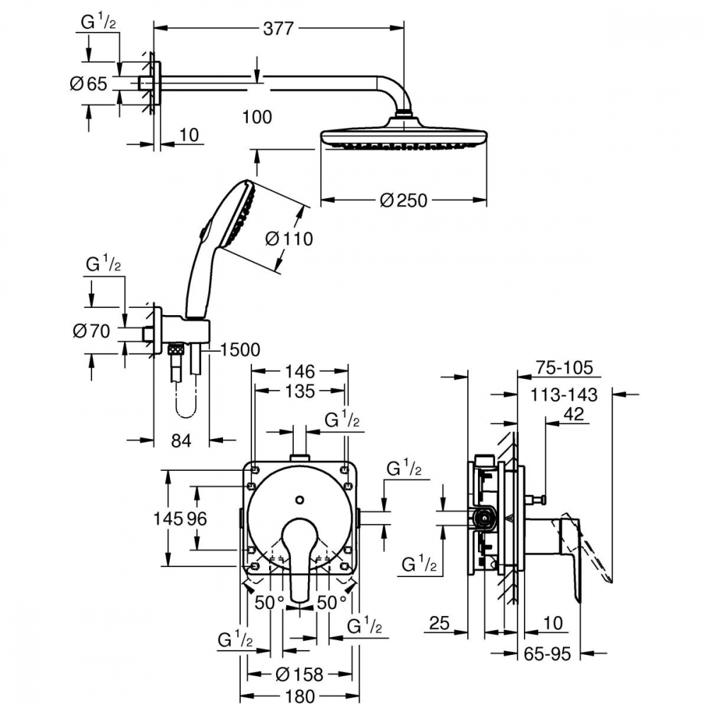Grohe Start set de duș ascuns da crom 25292000 [2]