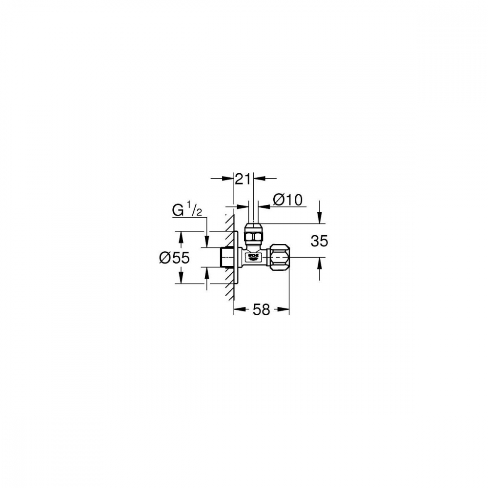 Grohe supapă de perete unghiular StarLight Chrome 22029000 [2]