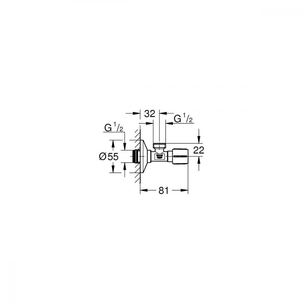 Grohe supapă de perete unghiular StarLight Chrome 22043000 [2]