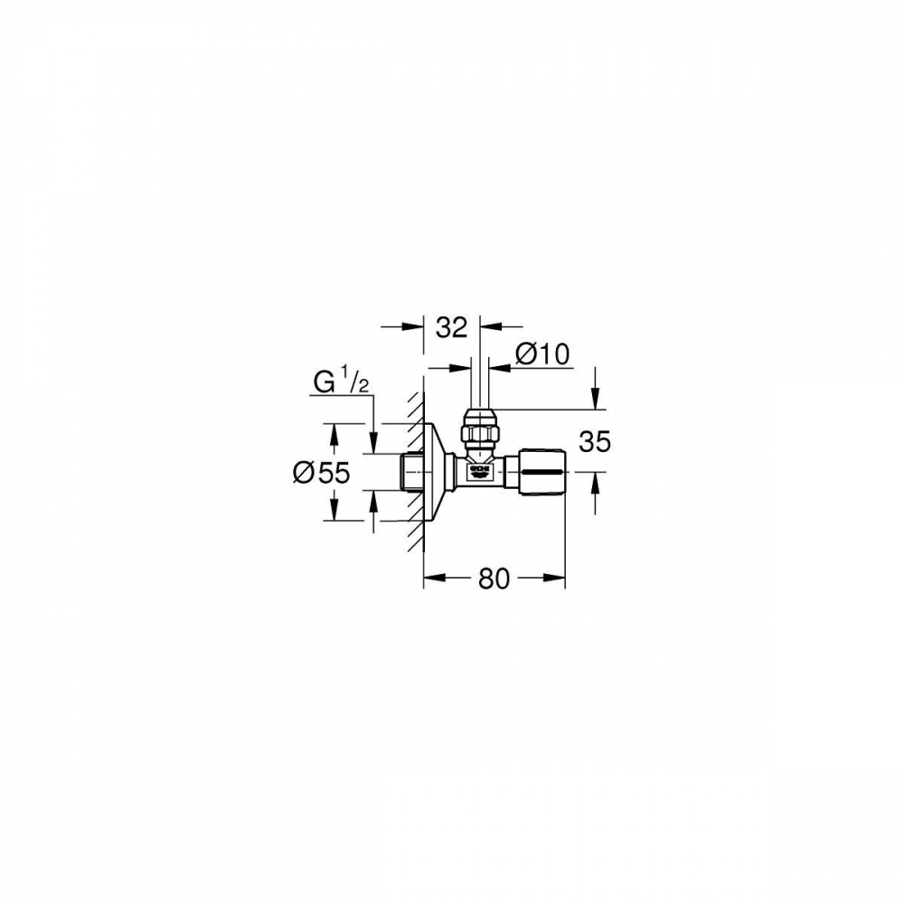 Grohe supapă de perete unghiular StarLight Chrome 22045000 [2]