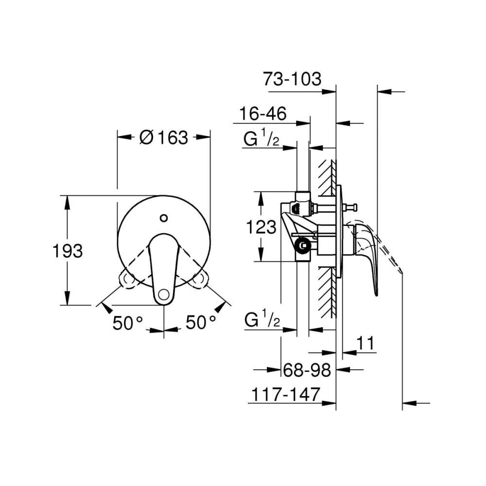 Grohe Swift baterie cadă-duș ascuns crom 24336001 [2]