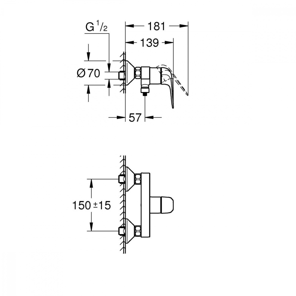 Grohe Swift baterie de duș perete crom 24333001 [2]