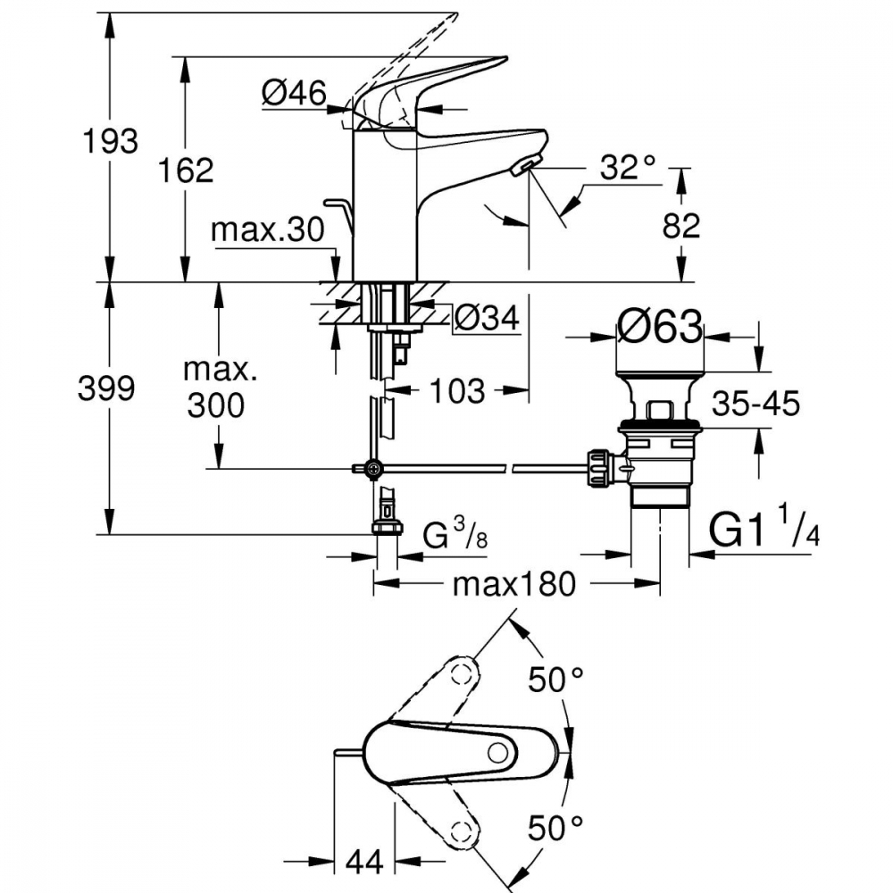 Grohe Swift baterie lavoar stativ crom 24316001 [2]