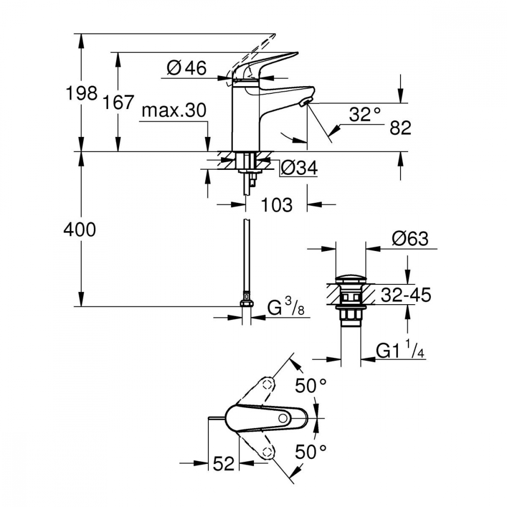 Grohe Swift baterie lavoar stativ StarLight Chrome 24319001 [2]