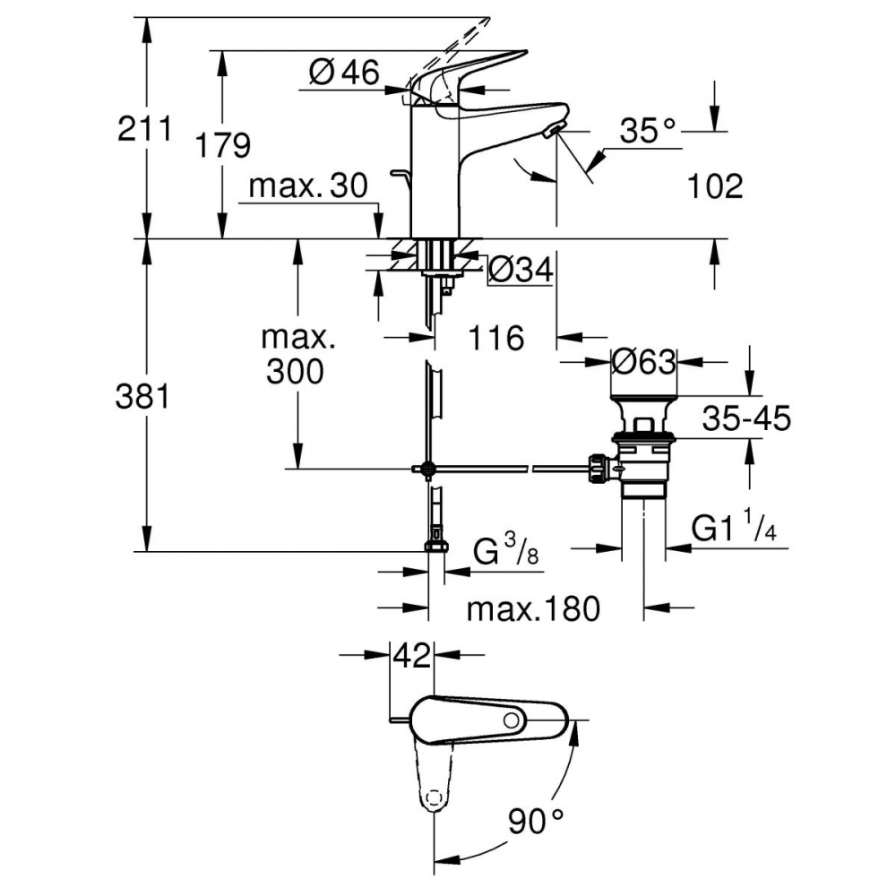 Grohe Swift baterie lavoar stativ StarLight Chrome 24328001 [2]