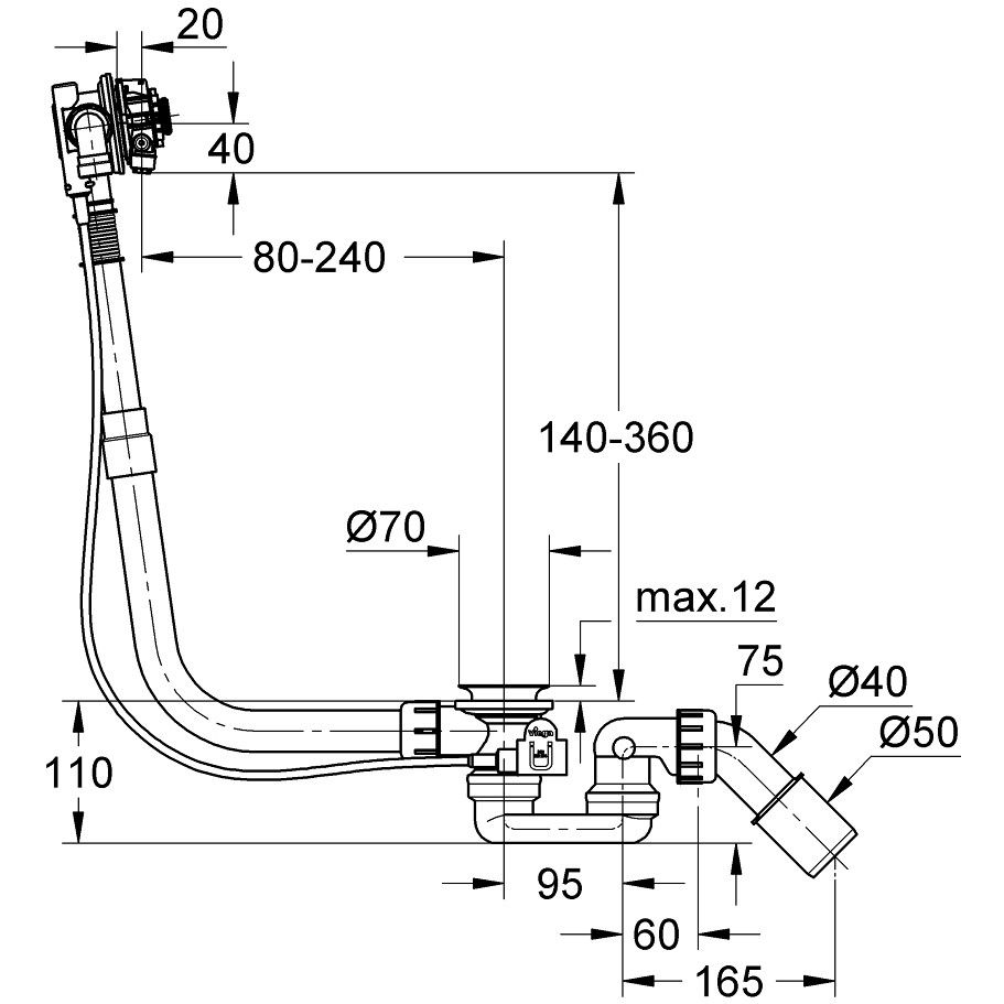 Grohe Talentofill Sifon cada cu alimentare prin preaplin [2]