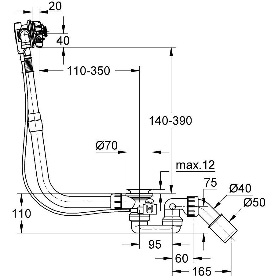 Grohe Talentofill Sifon cada cu alimentare prin preaplin, pentru cazi speciale [2]