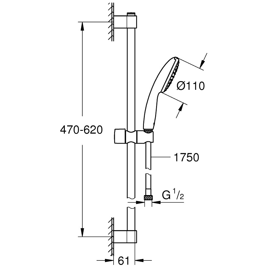 Grohe Tempesta 110 Set dus cu bara 60 cm, 1 jet [5]