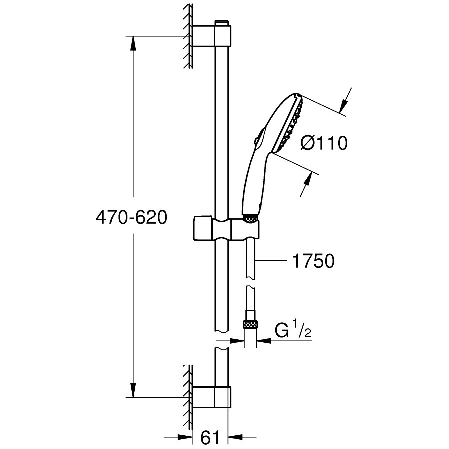 Grohe Tempesta 110 Set dus cu bara 60 cm, 3 jeturi [4]