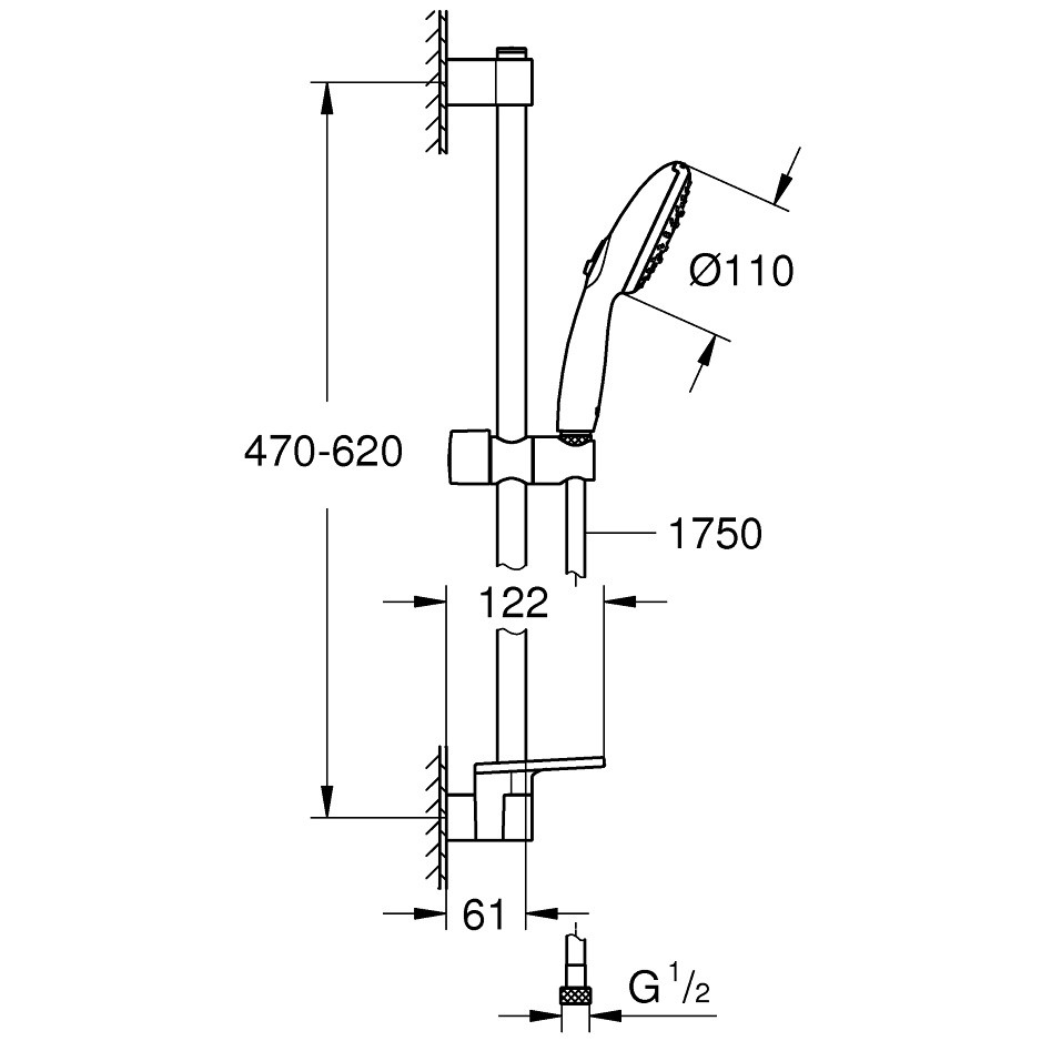 Grohe Tempesta 110 Set dus cu bara 60 cm si savoniera 3 jeturi, crom [4]