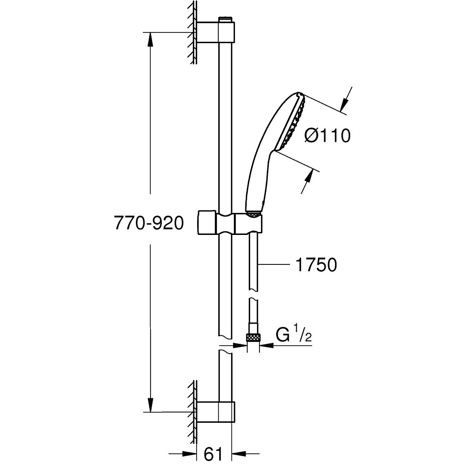 Grohe Tempesta 110 Set dus cu bara 90 cm, 1 jet [4]