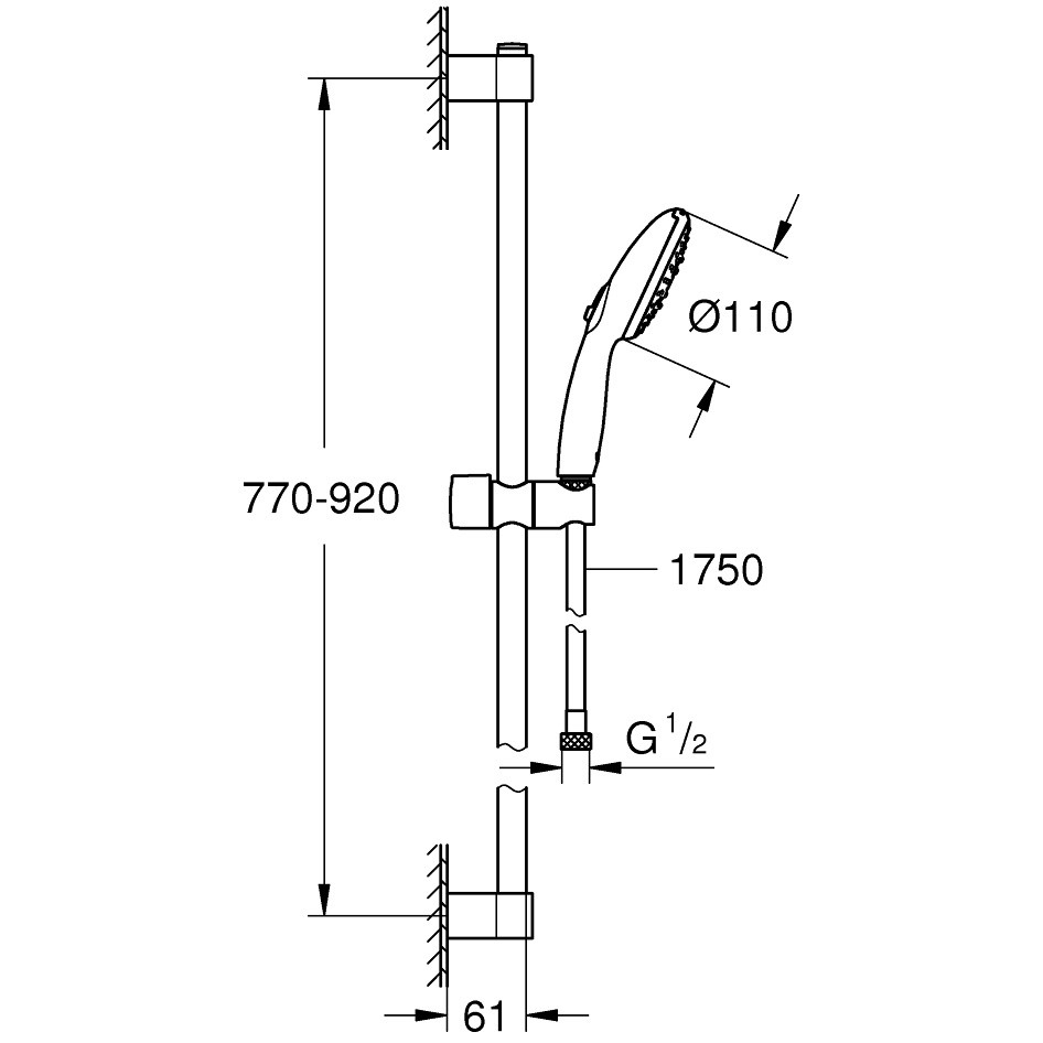 Grohe Tempesta 110 Set dus cu bara 90 cm, 3 jeturi [4]