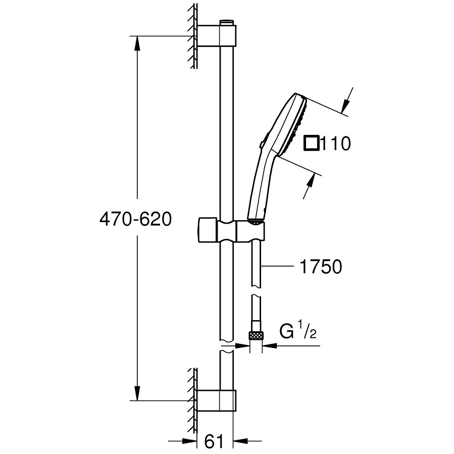 Grohe Tempesta Cube 110 Set dus cu bara 60 cm, 3 jeturi [4]