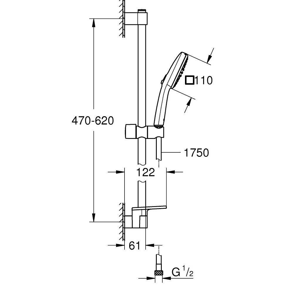 Grohe Tempesta Cube 110 Set dus cu bara 60 cm si savoniera 2 jeturi, crom [4]