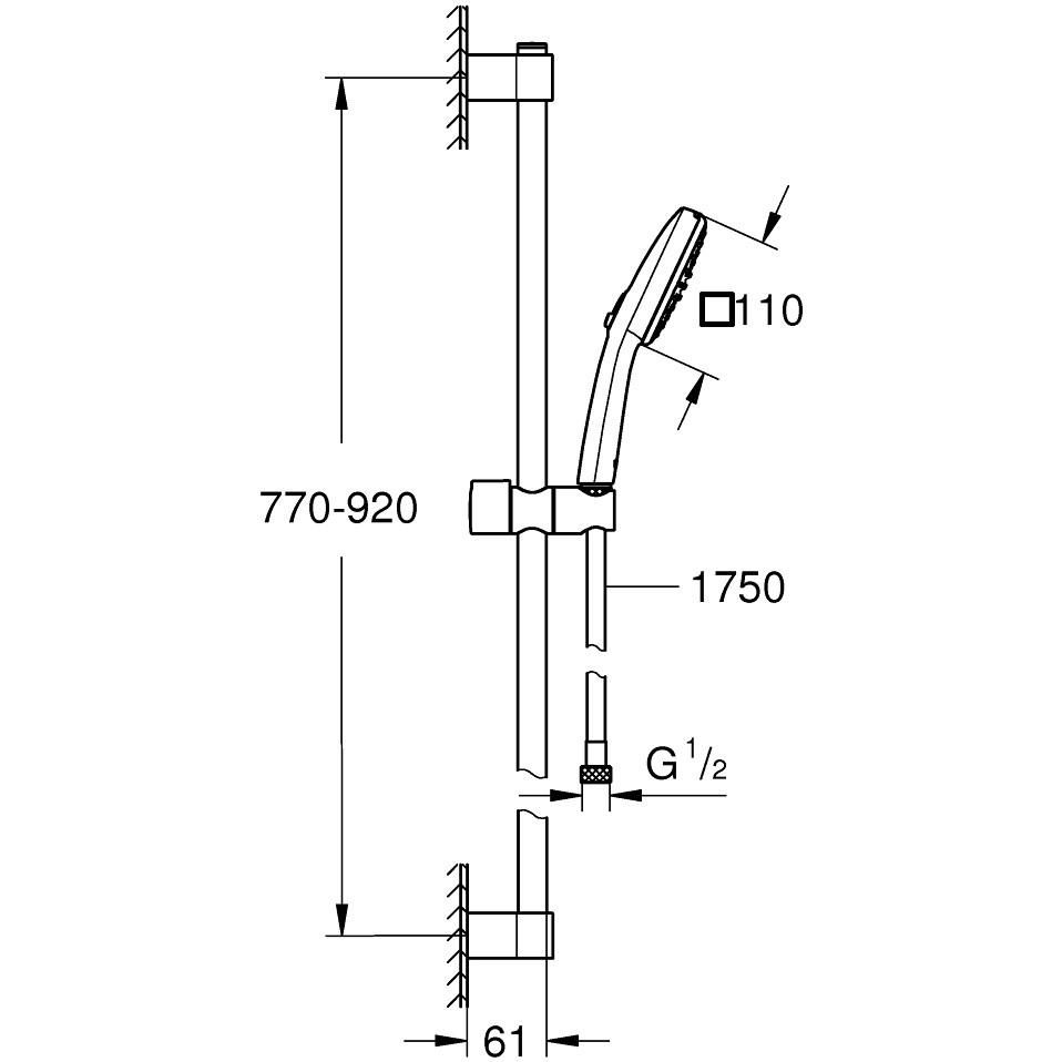 Grohe Tempesta Cube 110 Set dus cu bara 90 cm, 2 jeturi [4]