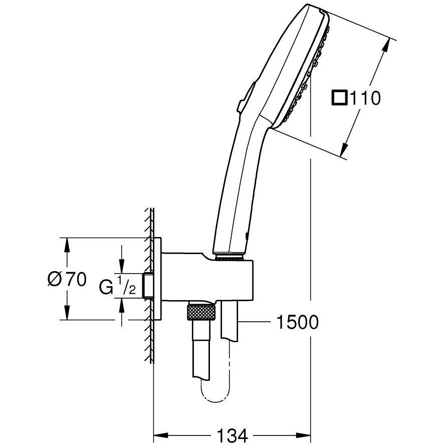 Grohe Tempesta Cube 110 Set dus cu suport si cot iesire, 3 jeturi [4]