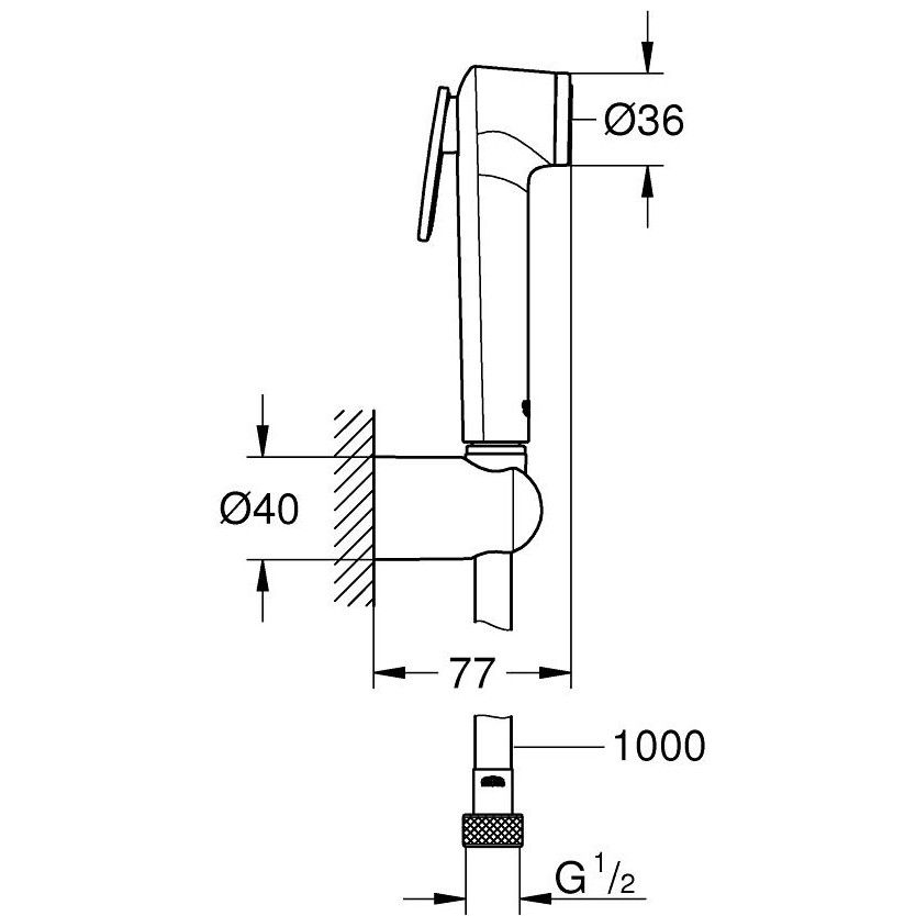 Grohe Tempesta-F Trigger 30 Dus igienic cu suport, 1 jet [2]