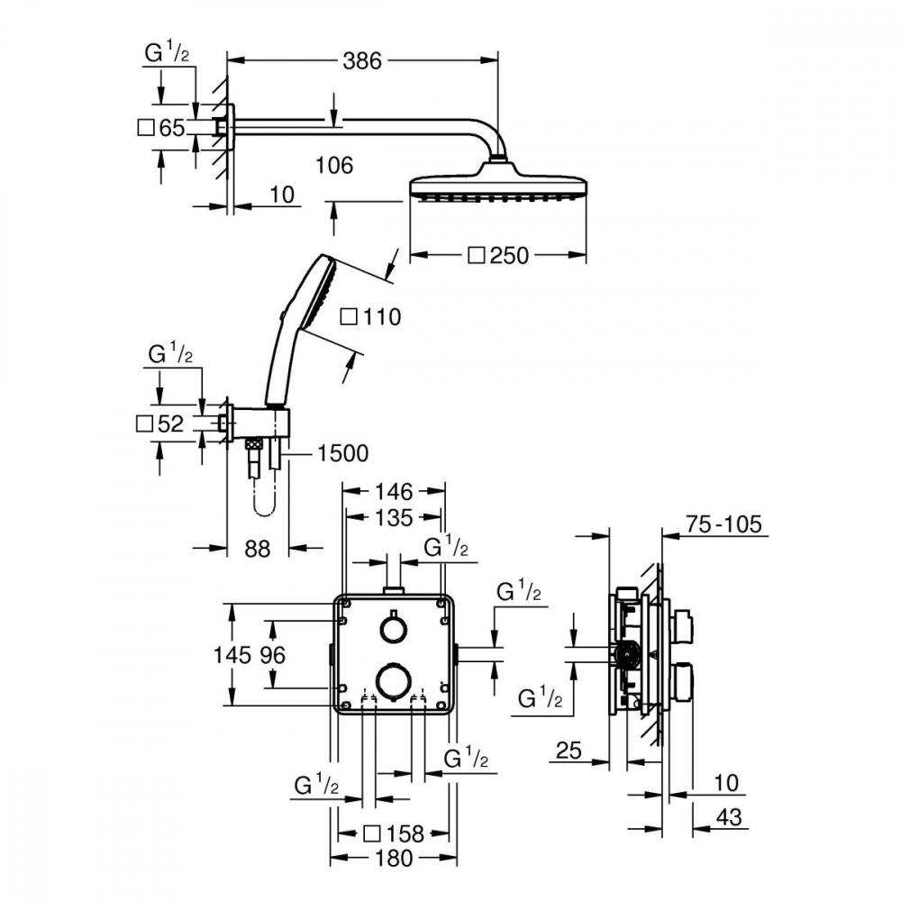 Grohe Vitalio Comfort set de duș ascuns cu termostat da StarLight Chrome 34882000 [2]