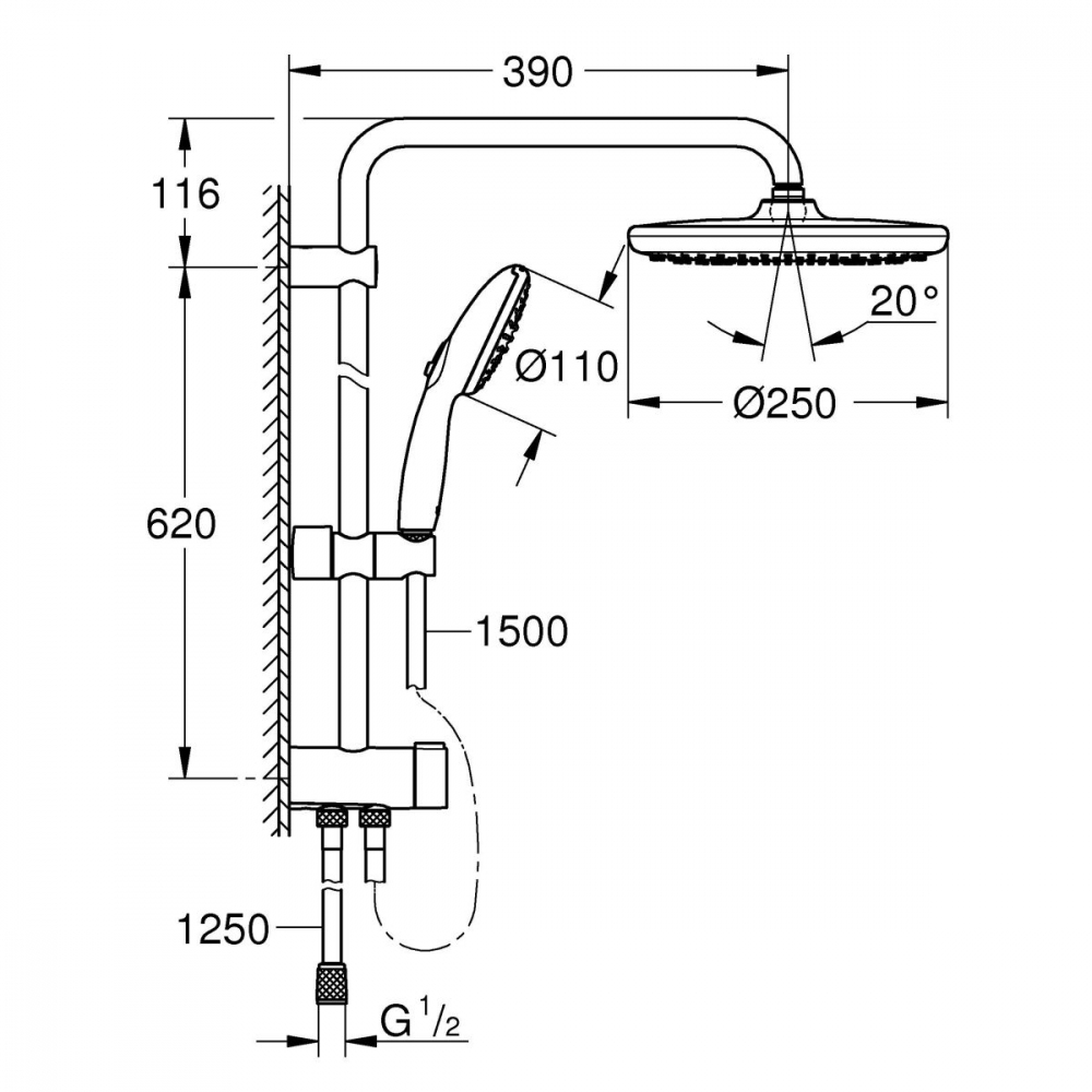 Grohe Vitalio Start System set de duș perete da crom 26680001 [2]