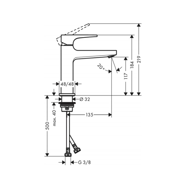 Hansgrohe, Metropol, baterie lavoar cu ventil, crom [2]