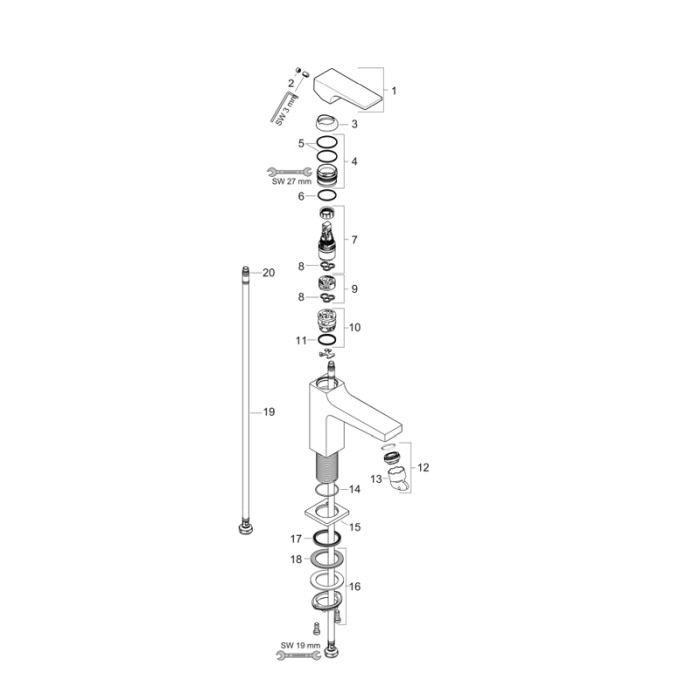 Hansgrohe, Metropol, baterie lavoar cu ventil, crom [3]