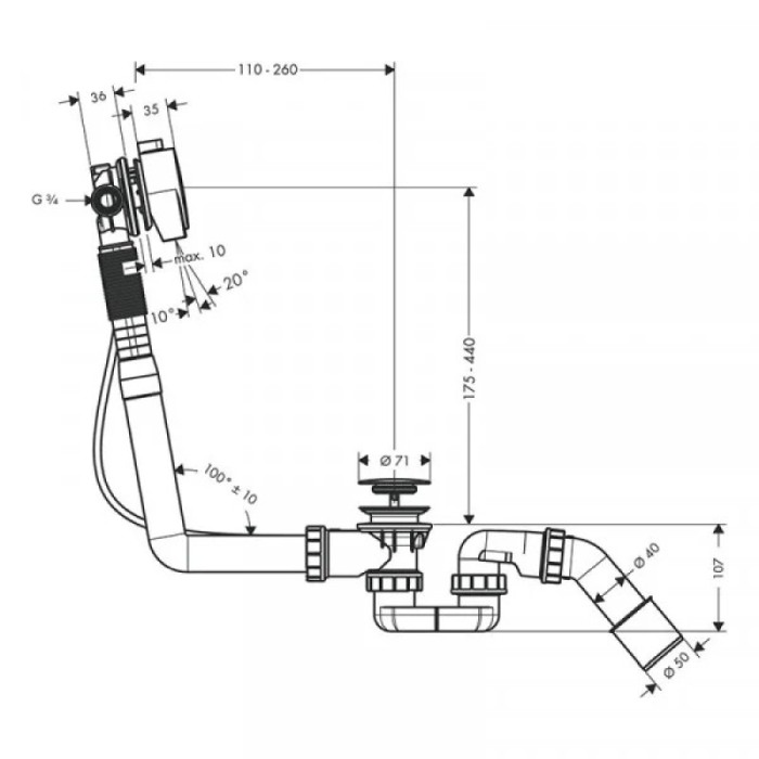 Instalație completă pentru cadă, Hansgrohe, Exafill S, crom [2]