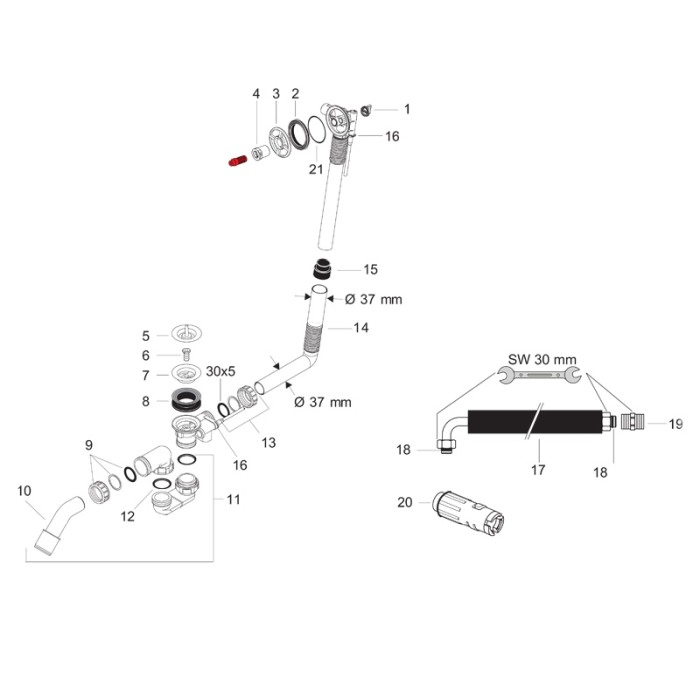 Instalatie de cada, Hansgrohe, Exafill S, 52 cm, fara ornament [4]