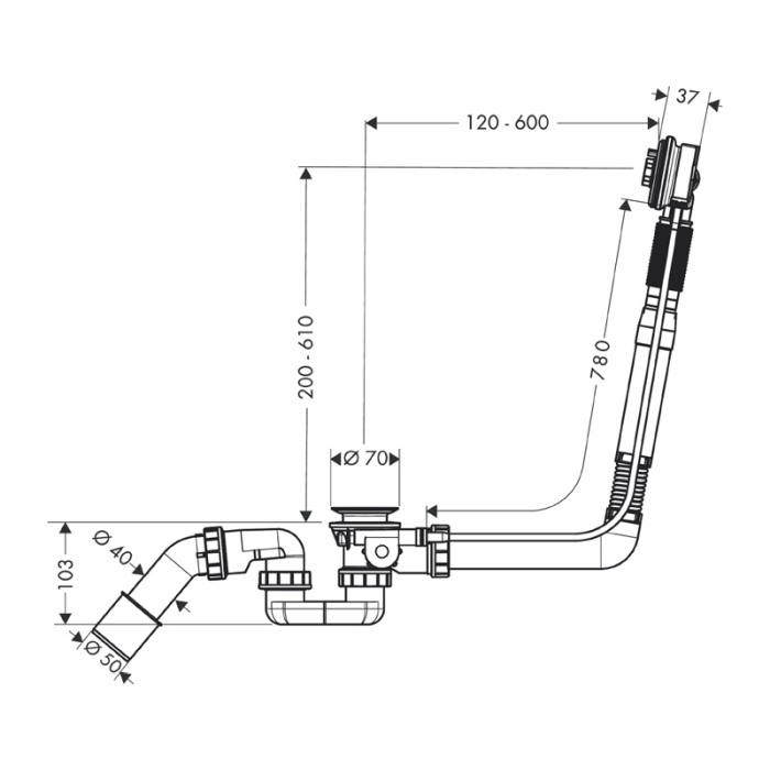 Instalatie de cada, Hansgrohe, Exafill S, 78 cm, fara ornament [2]