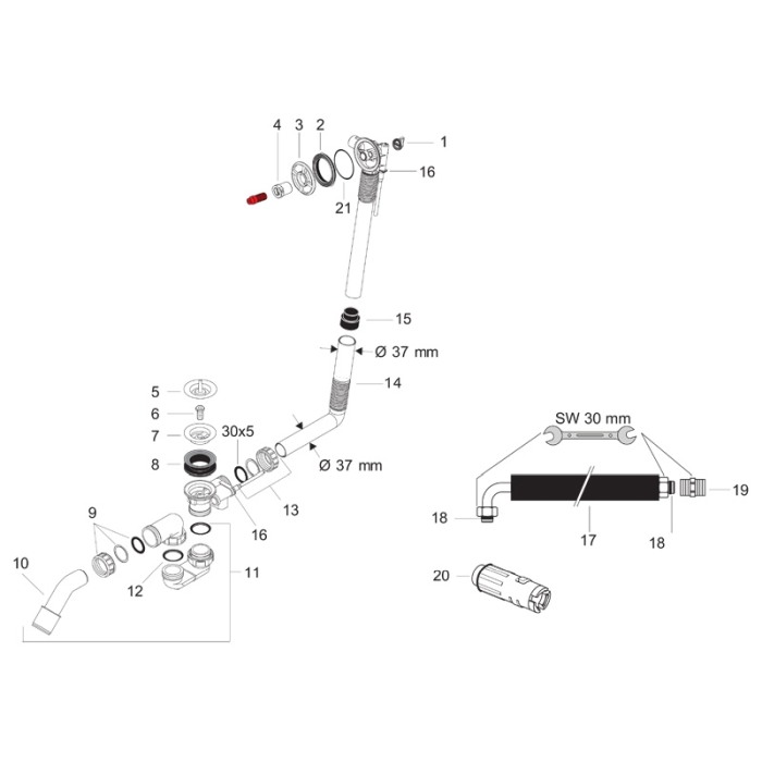 Instalatie de cada, Hansgrohe, Exafill S, 78 cm, fara ornament [4]