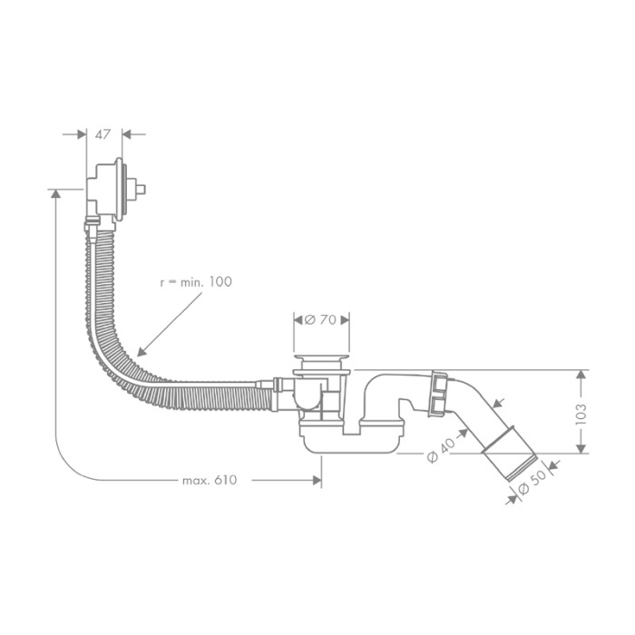 Instalatie de cada, Hansgrohe, Flexaplus, 52 cm, fara ornament [2]
