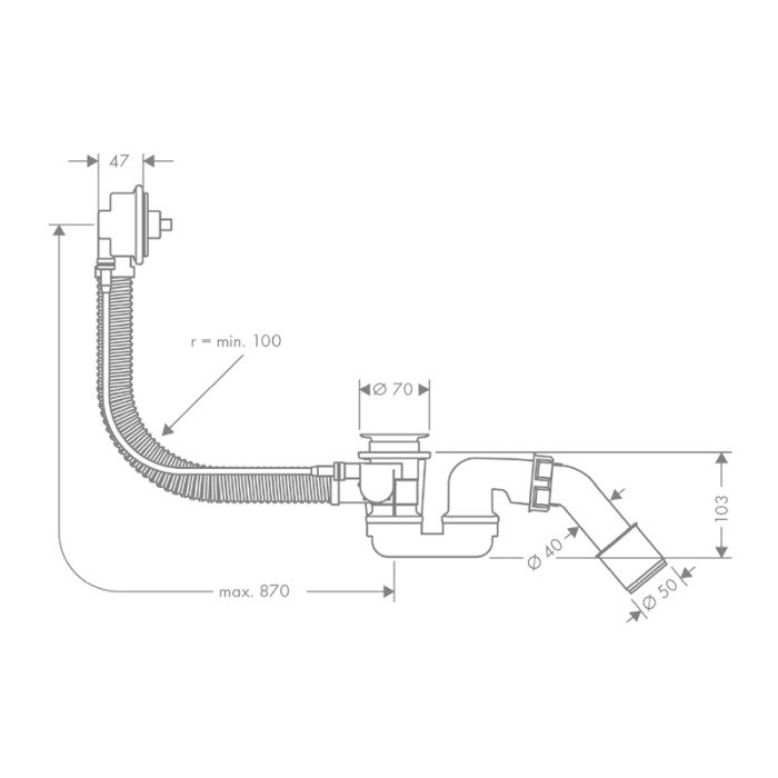 Instalatie de cada, Hansgrohe, Flexaplus, 78 cm, fara ornament [2]