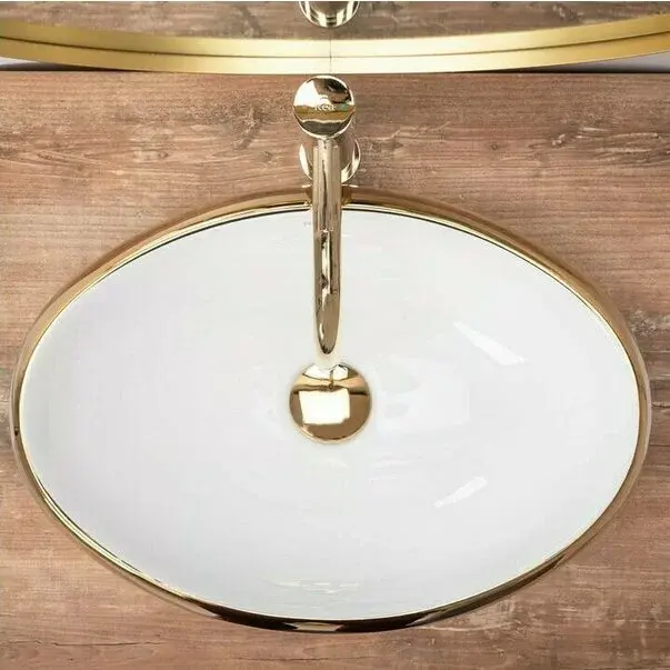 Lavoar alb/auriu pe blat Rea Linda Gold White 48,3 cm [5]