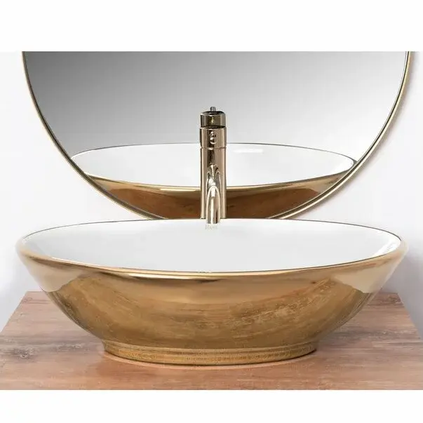 Lavoar alb/auriu pe blat Rea Pamela Gold 46,5 cm [4]