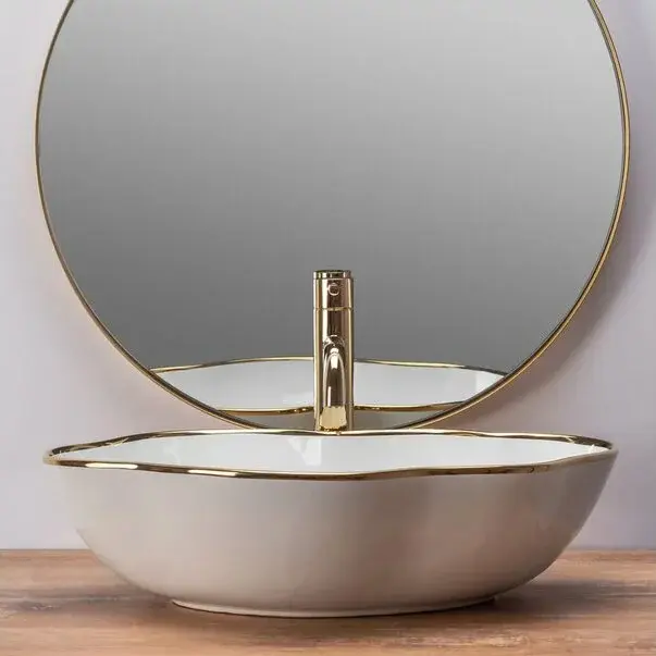 Lavoar alb/auriu pe blat Rea Pearl Gold Edge 51,5 cm [4]
