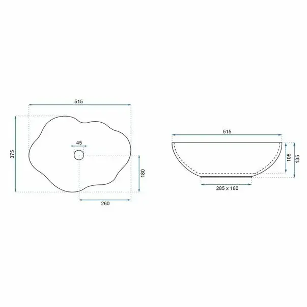 Lavoar alb/auriu pe blat Rea Pearl Gold Edge 51,5 cm [5]