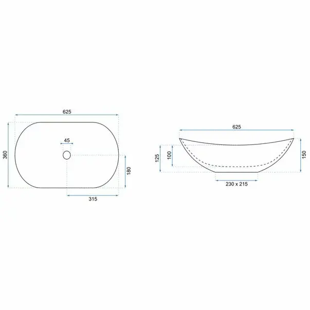 Lavoar alb pe blat Rea Royal Black Edge 62,5 cm [6]