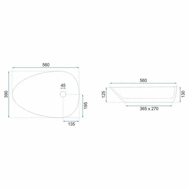 Lavoar asimetric pe blat Rea Greta 56 cm [6]