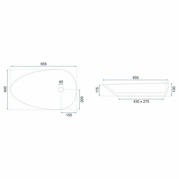 Lavoar asimetric pe blat Rea Greta 65,5 cm [3]