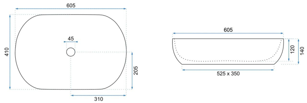 Lavoar ceramic pentru blat CLEO 61 Cupru periat / Negru mat [6]