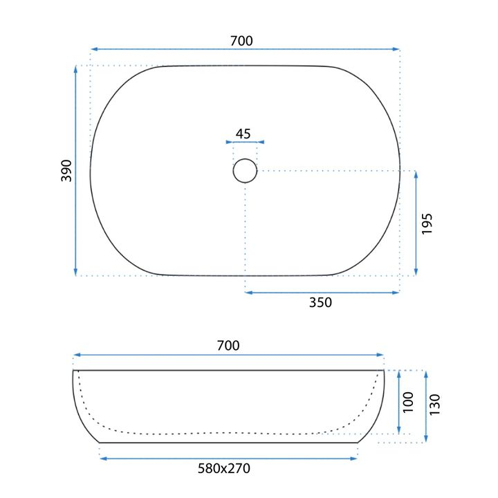 Lavoar ceramic pentru blat CLEO 71 alb - REA [5]