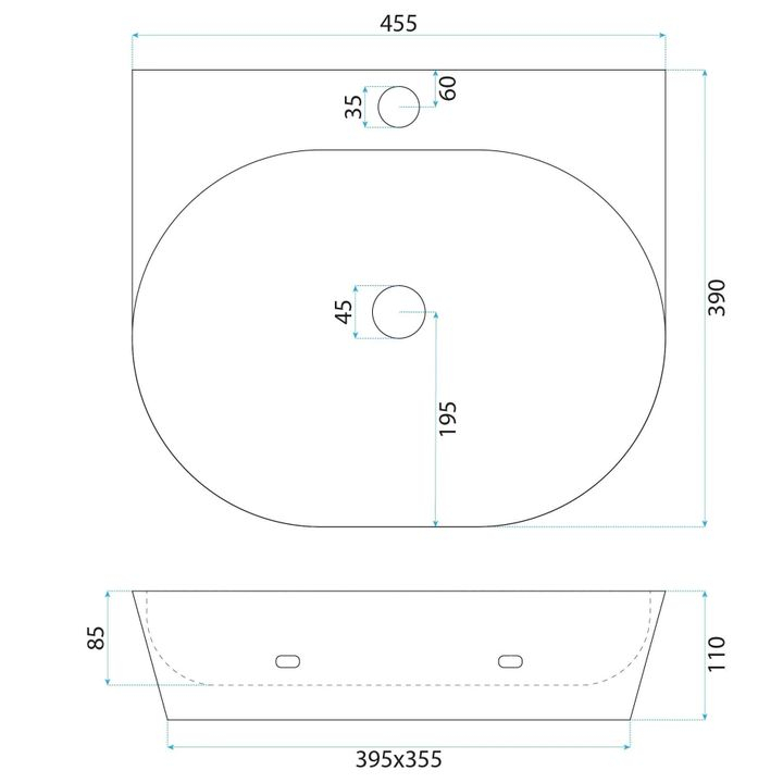 Lavoar ceramic pentru blat REA Kim 46 [6]