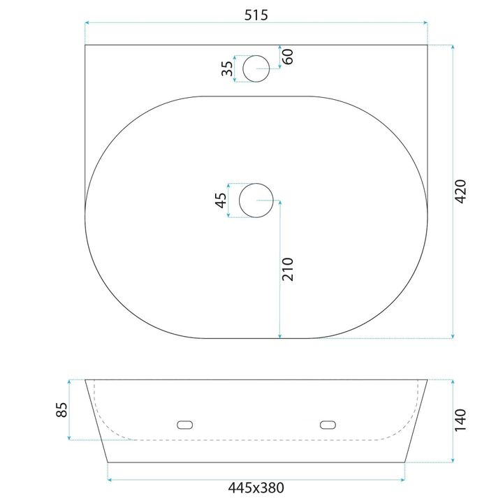 Lavoar ceramic pentru blat REA Kim 52 [6]