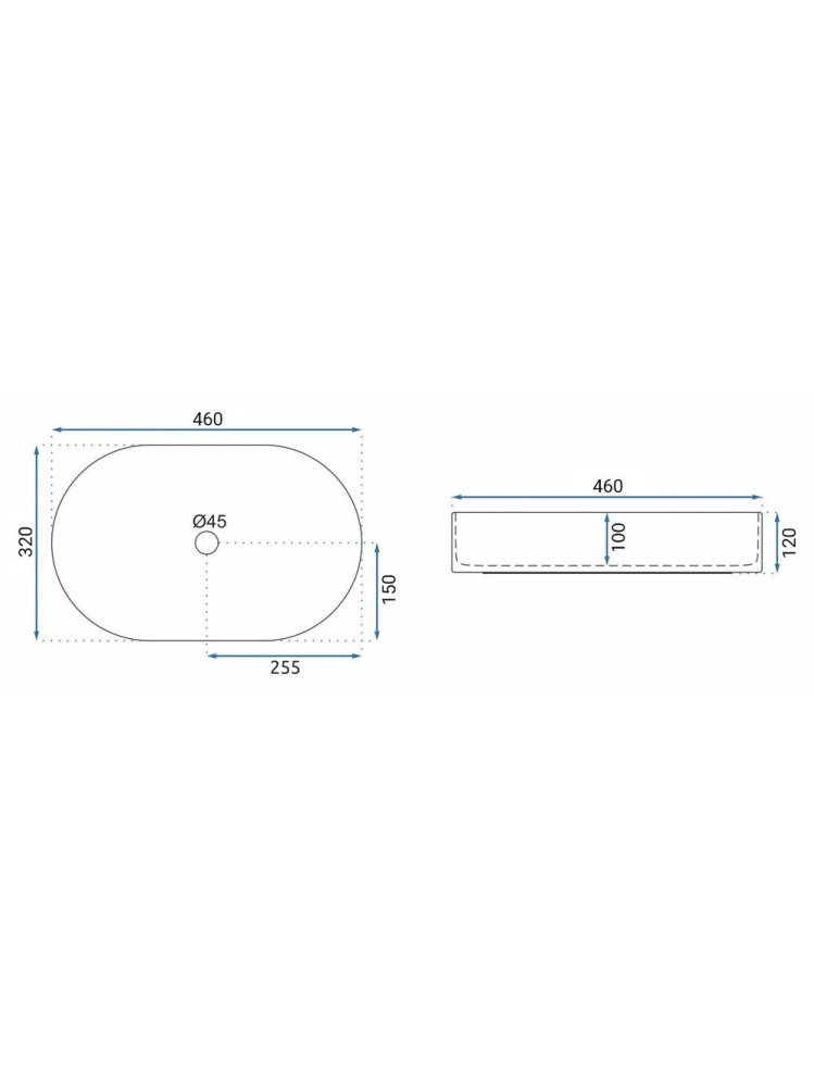 Lavoar ceramic pentru blat Rea Nadia 46 cm alb [6]
