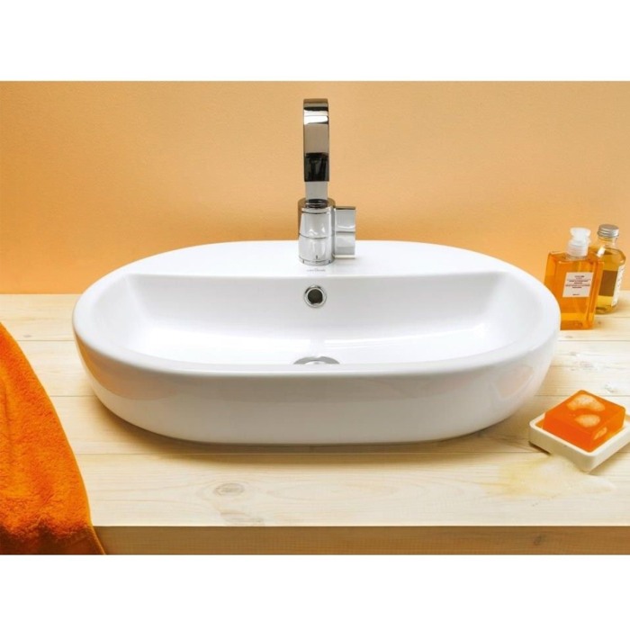 Lavoar Cersanit, Caspia, oval pe blat, 60 cm, alb [3]