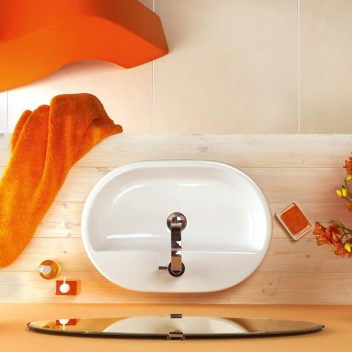 Lavoar Cersanit, Caspia, oval pe blat, 60 cm, alb [4]